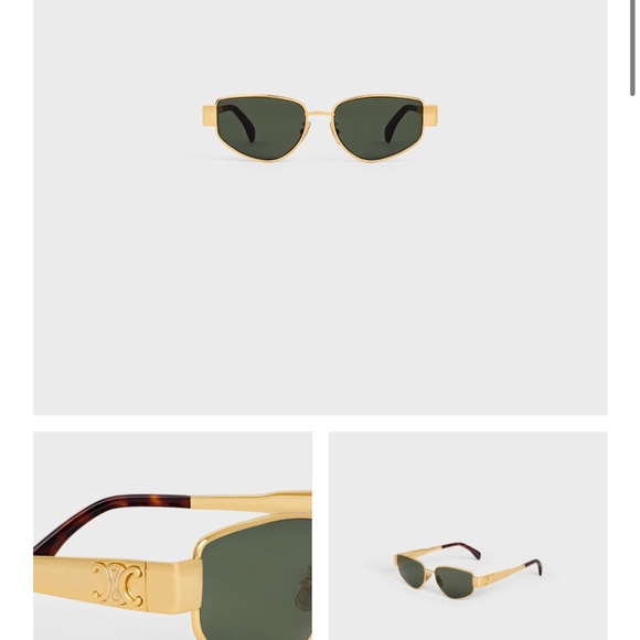 Celine TRIOMPHE METAL 04 SUNGLASSES IN METAL Gold Green New - Picture 15 of 16